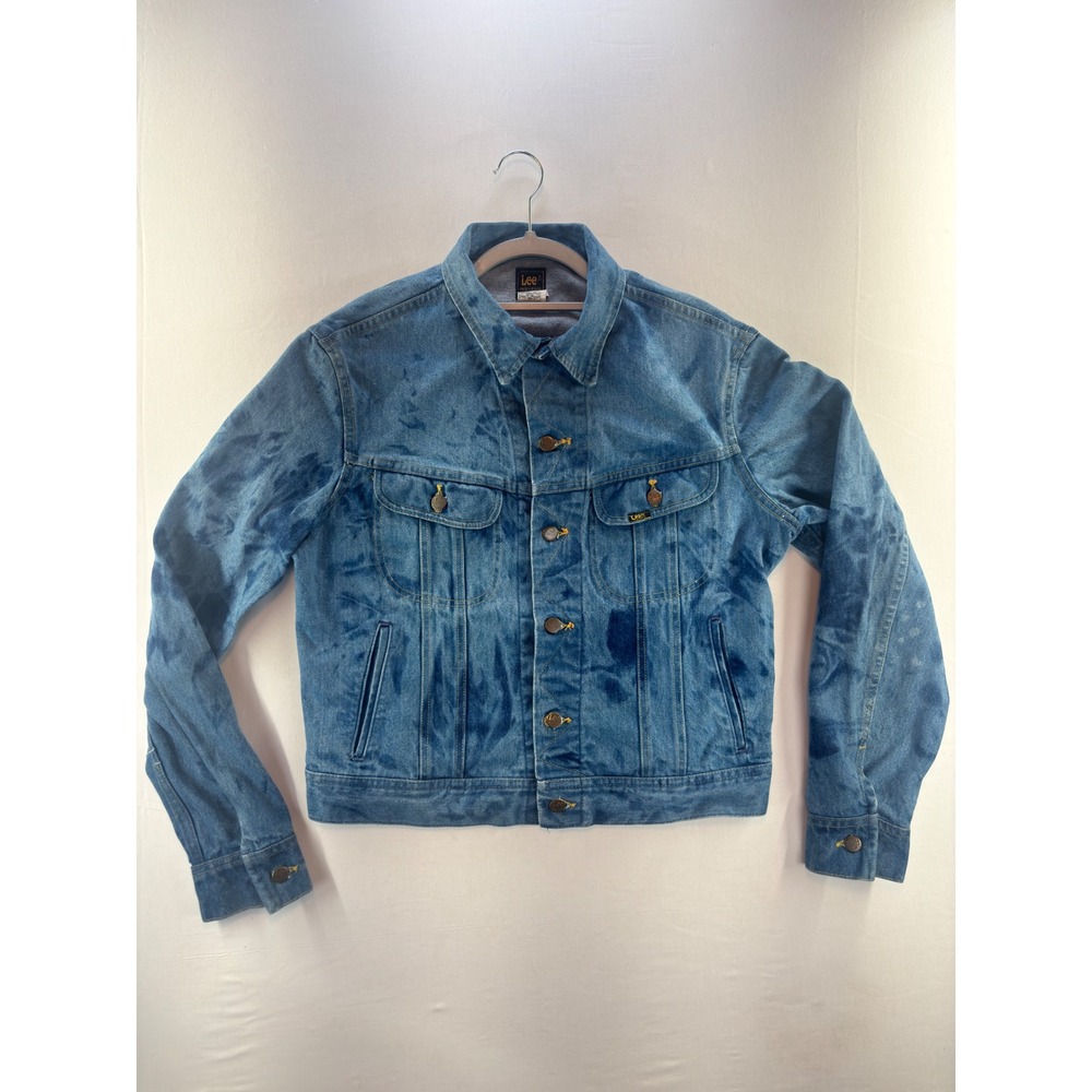 Vintage Lee Riders Trucker Jacket Mens 44L Blue Acid Wash Denim Made USA 153438